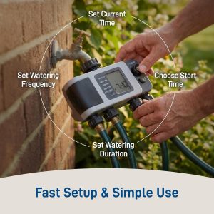 Orbit 24639 B-hyve XD Temporizador de riego de manguera inteligente de 4 puertos con concentrador Wi-Fi