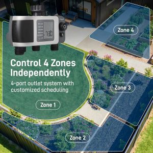 Orbit 24639 B-hyve XD Temporizador de riego de manguera inteligente de 4 puertos con concentrador Wi-Fi