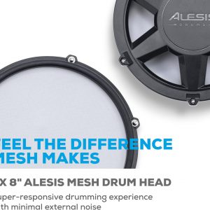 Alesis Nitro Max Kit - Juego de batería eléctrica de 10 piezas con almohadillas de malla silenciosas, caja de doble zona de 10 pulgadas, Bluetooth, más de 440 sonidos, Drumeo, USB MIDI, pedal de bombo