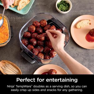 Ninja 2.5-QT CleanCrisp™ Glass Container with Storage lid, Compatible with Ninja Crispi Portable Cooking System, Microwave, Freezer & Dishwasher Safe, PFAS & PTFE Free Glass Cooking Surface, XSKSFNMED