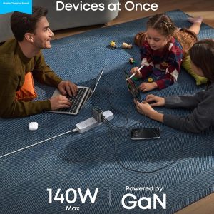 Anker Laptop Charger,140W Max 4-Port GaN USB C Charger Block with Smart Display,Fast Charger USB C Power Adapter,Touch Controls for MacBook,iPad,iPhone 17/16 Series (Include 5FT Cable,Non-Battery)