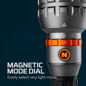 NEBO DAVINCI 18000 - Linterna de dial magnético | 18000 lúmenes, 5 modos de luz, linterna impermeable recargable para senderismo, campamento y caza, defensa personal táctica, incluye cable de carga