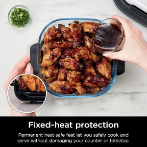 Ninja 2.5-QT CleanCrisp™ Glass Container with Storage lid, Compatible with Ninja Crispi Portable Cooking System, Microwave, Freezer & Dishwasher Safe, PFAS & PTFE Free Glass Cooking Surface, XSKSFNMED