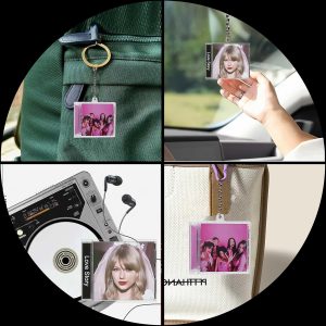 Llavero personalizado NFC Mini Photo CD, llaveros para amantes de la música, música de Spotify personalizable, álbum de fotos NFC cubierta de álbum reproductor de canciones, regalo retro