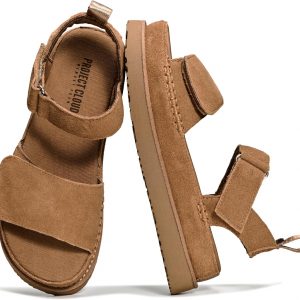 Project Cloud 100% Genuine Leather Platform Sandals For Women - Memory Foam Insole Slip Resistant Chunky Womens Sandals with adjustable straps - Wedge Sandals for Women 2026 (Bronzestar)