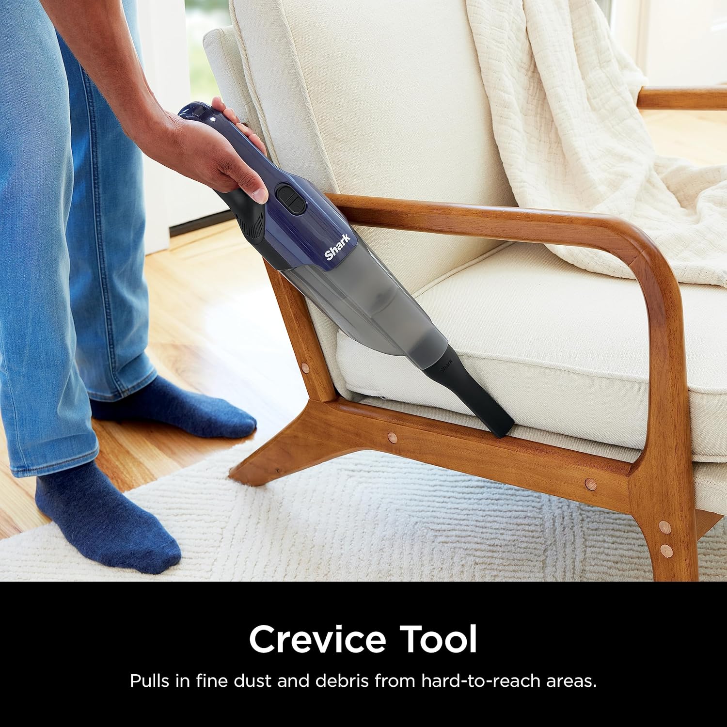Shark Cyclone PET Handheld Vacuum with 8" Crevice Tool, HyperVelocity Suction, Navy Blue/Grey, CH701