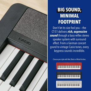 Casio Casiotone CT-S1 – 61-Key Touch-Sensitive Retro Keyboard | Sleek, Portable Design for Beginners to Pros | Stereo Grand Piano + 60 AiX Tones | USB-MIDI Connectivity | Red