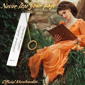 The Lord of the Rings Metal Bookmarks with Gift Box, Stainless Steel Book Marker for Adults Teens Kids (Silver with Ring)