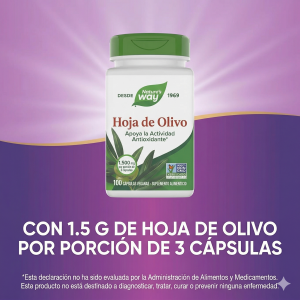🌿 Hoja de Olivo – 100 cápsulas ✨ Fuente rica de oleuropeína para apoyar la salud del corazón y bienestar general.