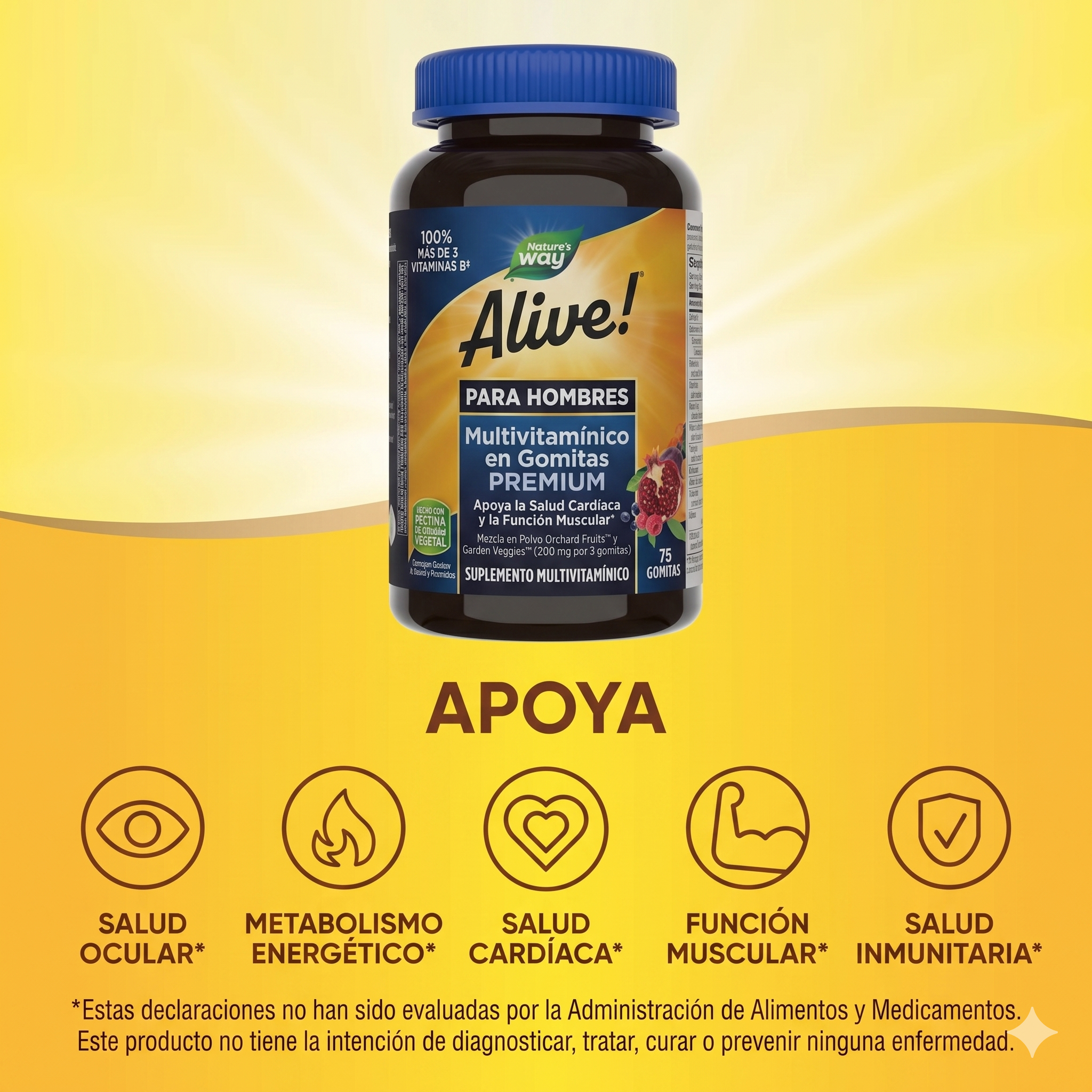 🌿 Alive!® Multivitamínico para Hombre en Gomitas (Gomitas multivitamínicas con licopeno · Energía, defensas y salud masculina) ✨ Nutrición diaria completa diseñada especialmente para hombres.