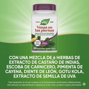 🦵🌿 Fórmula para Venas de las Piernas Nature’s Way (Leg Veins) · Circulación y bienestar vascular) 📦 Contenido: 60 cápsulas