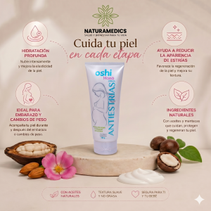 🌸 Oshi® Mamá Crema Antiestrías (Crema nutritiva para la piel · Hidratación, elasticidad y regeneración) ⭐ Ayuda a prevenir y reducir la apariencia de estrías mientras mantiene la piel hidratada, suave y elástica.