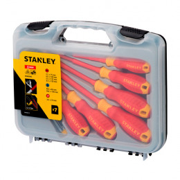 JUEGO 7 DESTORNILLADORES AISLADOS, 1000 V. MAXSTEEL, 2 PHILLIS PH1 Y PH2, 4 PLANOS 3/32, 1/8, 5/32, 7/32 Y 1/4. STANLEY
