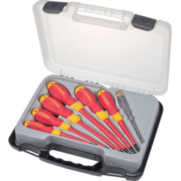 JUEGO 7 DESTORNILLADORES AISLADOS, 1000 V. MAXSTEEL, 2 PHILLIS PH1 Y PH2, 4 PLANOS 3/32, 1/8, 5/32, 7/32 Y 1/4. STANLEY