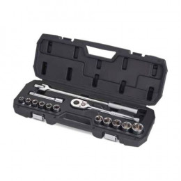 JUEGO DE 15 PIEZAS, RAIZ DE 1/2 PULGADAS, COPAS 6 PUNTOS, METRICAS CON MALETA PLASTICA. MARCA STANLEY