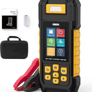 BT760 - Probador de batería de automóvil de 12 V, 24 V, 30 a 2000, CCA para automóvil, con impresora y pantalla a color, manivela/carga/prueba de carga máxima para motocicleta, automóvil