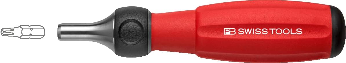 PB Swiss Tools Ratchet Screwdriver PB 8510.R-30 | 100% Swiss Made | Screwdriver Bit Holder Magnetic for C6 1/4" Bits, Blade Length 30 mm