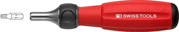 PB Swiss Tools Ratchet Screwdriver PB 8510.R-30 | 100% Swiss Made | Screwdriver Bit Holder Magnetic for C6 1/4" Bits, Blade Length 30 mm