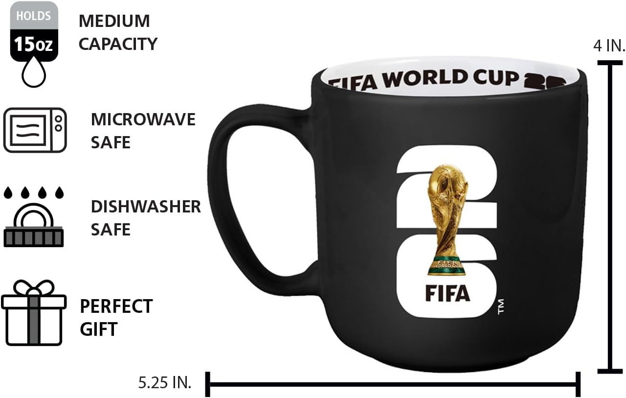 FIFA World Cup 2026 15oz Stripe Mug – Durable Ceramic Drinkware With Iconic Stripe Look – Ideal Gift For Soccer Fans & Collectors