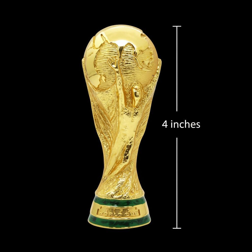 Edición oficial de la Copa Mundial de la FIFA 2026 – Trofeo réplica 3D de 4 pulgadas – Edición limitada – Aleación de zinc ponderada premium – Construido para durar; perfecto para exhibición de