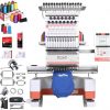 Poolin EOM 15-Needle Embroidery Machine | Starter Bundle – Includes 15 Threads, 144pcs Pre-Wound Bobbins, 12x25'' Cut Away Stabilizer