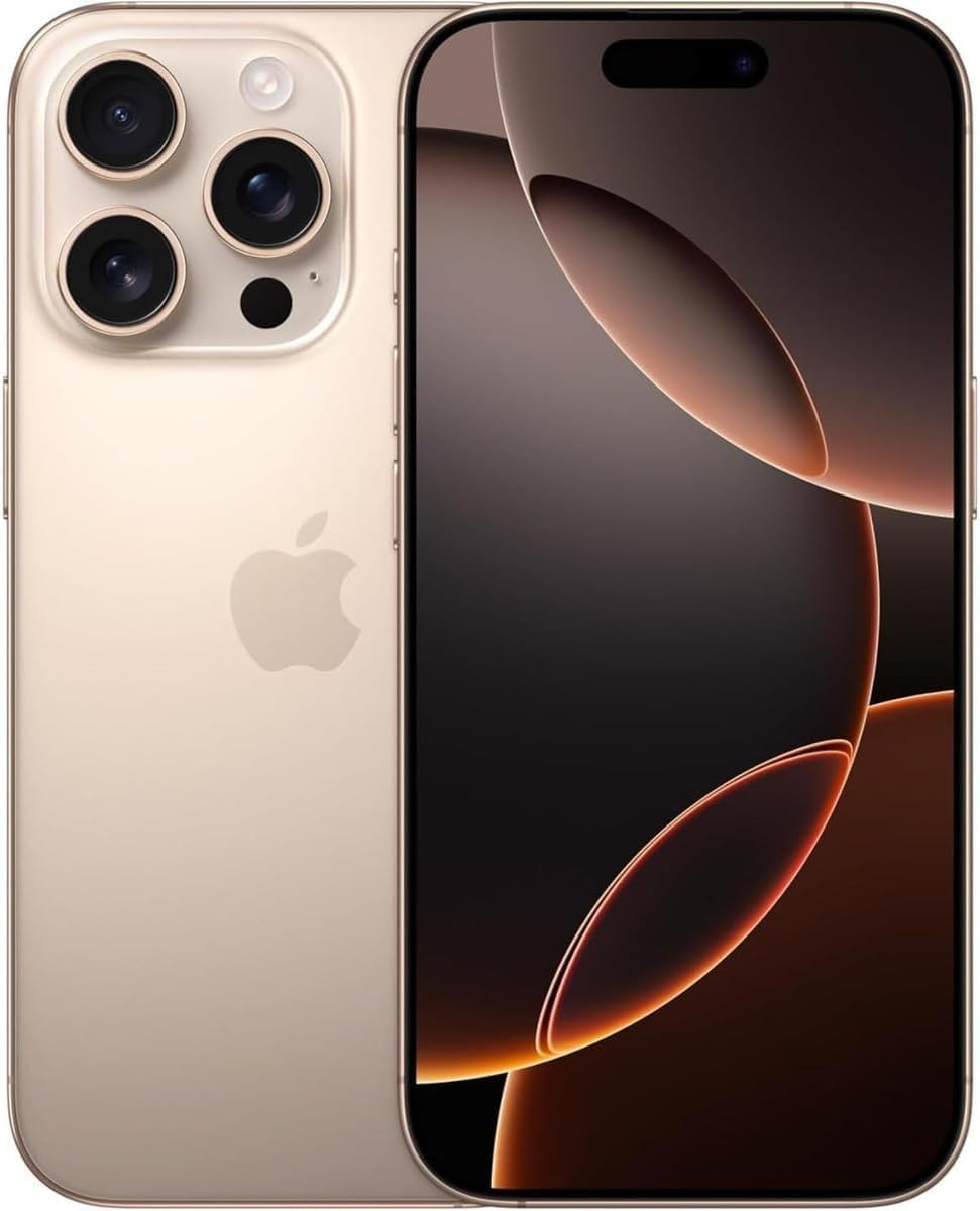 Apple iPhone 16 Pro, 128 GB, titanio del desierto - Bloqueado a Cricket (Renovado)