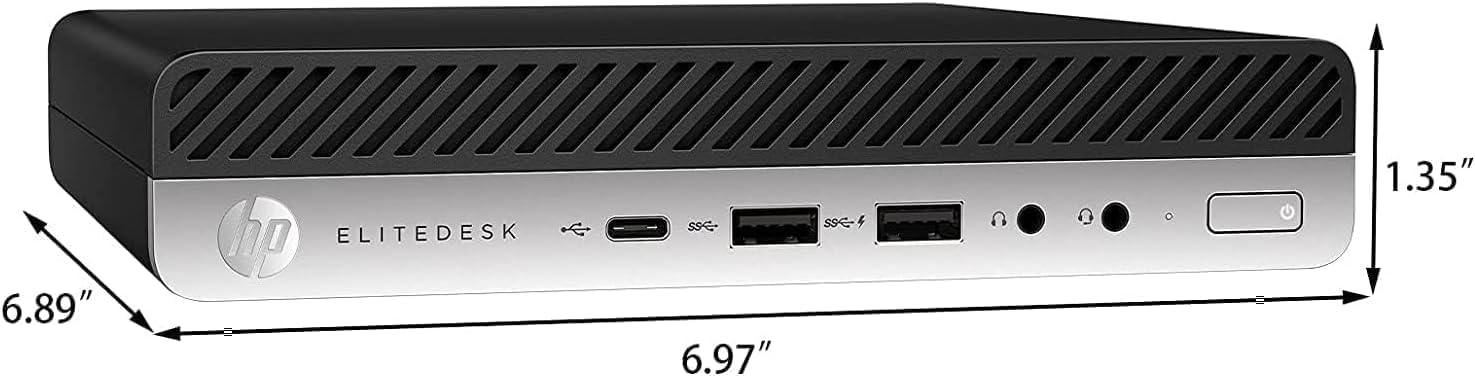 HP EliteDesk 800 G4 Mini Desktop PC, Core i5-8500T, 8 GB RAM, 256 GB SSD, USB BT, USB WiFi, Windows 11 Pro (Renewed)