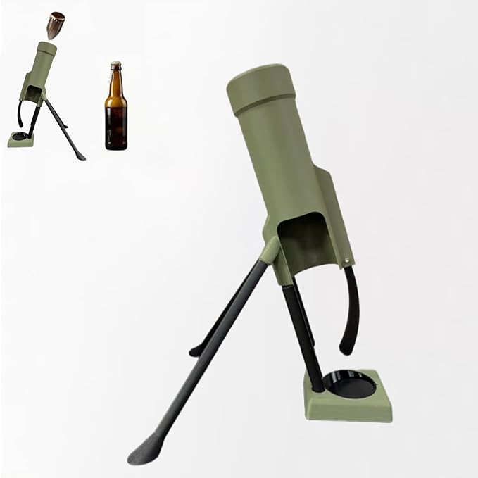 Abrebotellas de mortero de alta resistencia de 2.008 in – Lanzador de tapas táctico, abridor de cerveza manos libres, divertido tirador de tapas de botellas para decoración de bar y escritorio