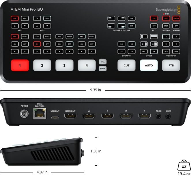 Blackmagic Design ATEM Mini Pro ISO, conmutador HDMI de producción en vivo (SWATEMMINIBPRISO)