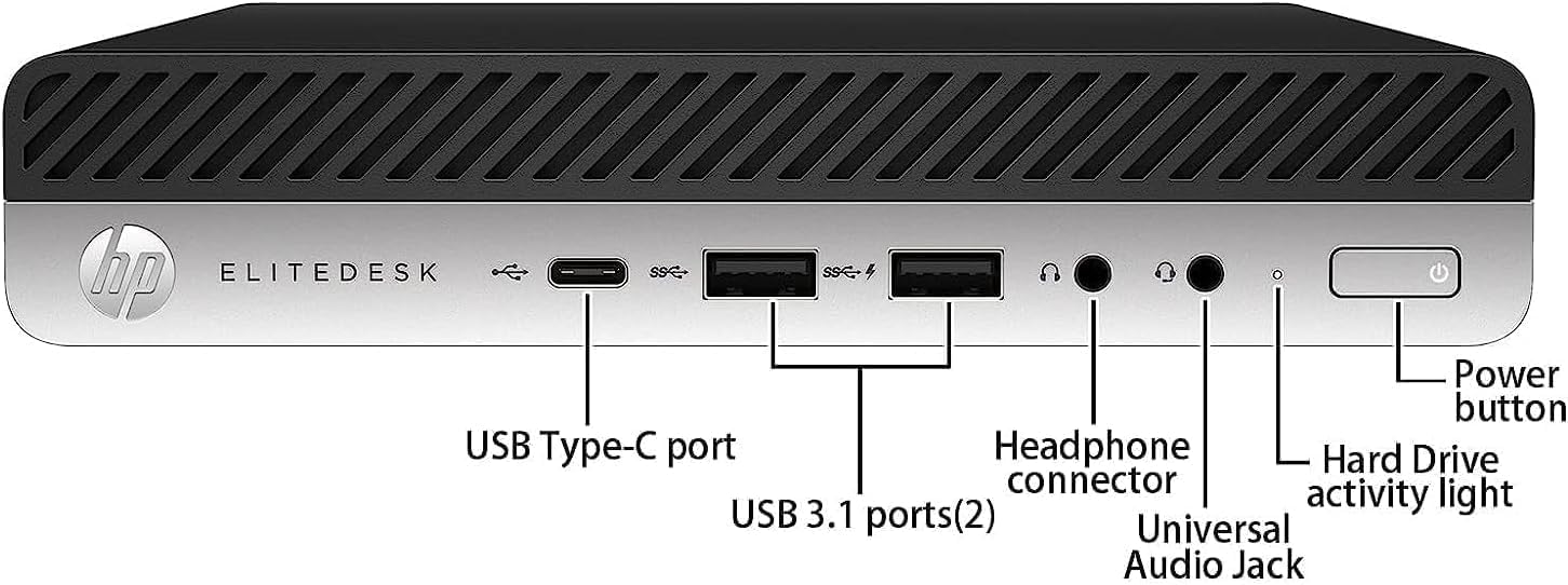 HP EliteDesk 800 G4 Mini Desktop PC, Core i5-8500T, 8 GB RAM, 256 GB SSD, USB BT, USB WiFi, Windows 11 Pro (Renewed)