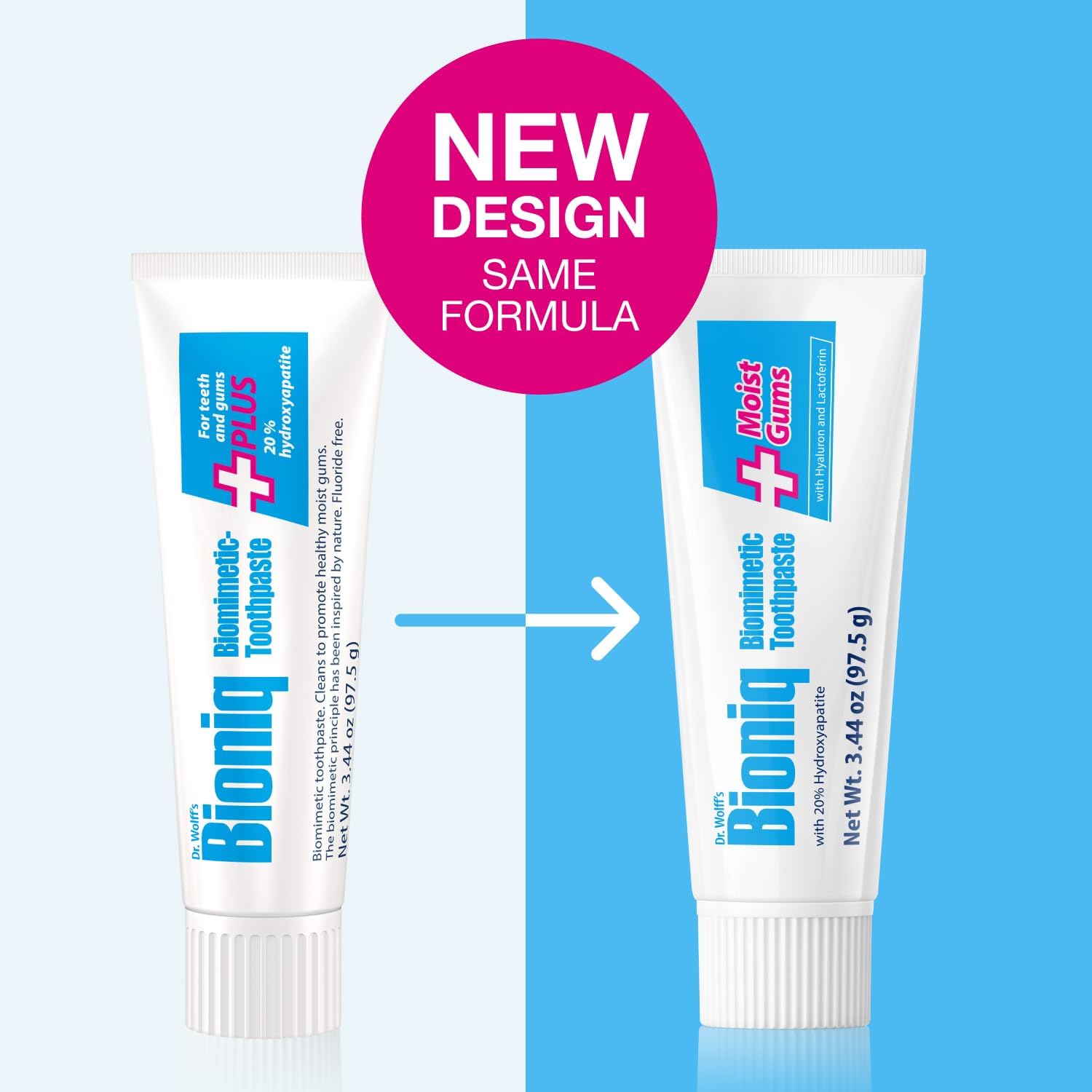 Bioniq Plus+ Gum Formula - Pasta de dientes al 20% de hidroxiapatita, pasta de dientes sin bioHAP y flúor para uso diario, clínicamente probada, nuestro experto en esmalte y cuidado de las encías, 3 x 3.44 onzas