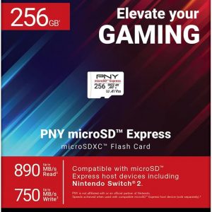 PNY microSD Express 256GB UHS-I U3 V30 A1 microSDXC Flash Memory Card, up to 890 Read & up to 750 Write, Ideal for microSD Express Compatible Devices Like Nintendo Switch 2