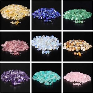 Chip Stone Beads Turquoise 5-8mm About 400 Pieces Irregular Gemstones Healing Crystal Loose Rocks Bead Hole Drilled DIY for Bracelet Jewelry Making Crafting (5-8mm, Turquoise)