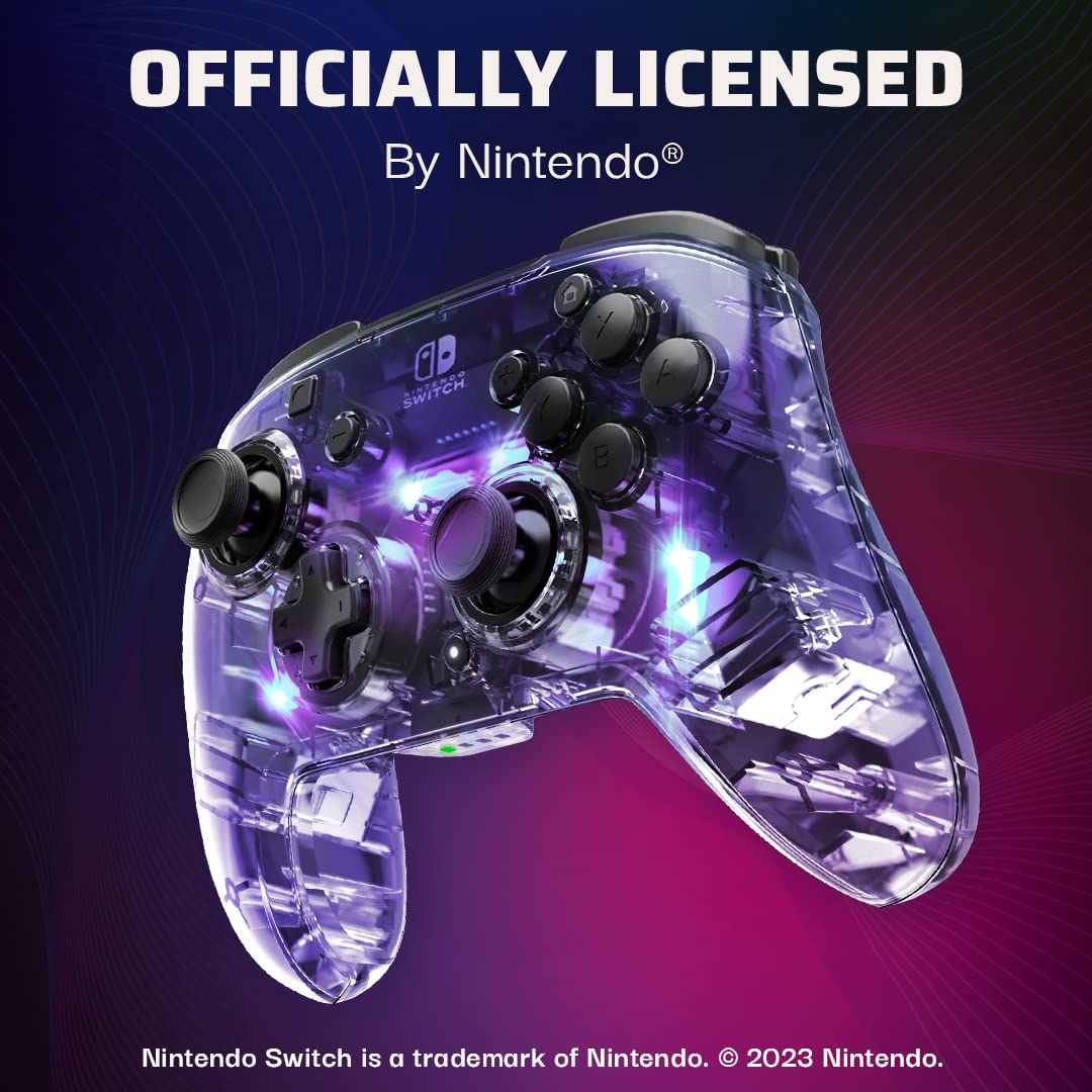 Afterglow Wireless RGB Controller - Nintendo Switch/Switch Lite/Switch - OLED Model, Nintendo Switch 2, Prismatic LED Lighting, Full Motion Control Gamepad, Customizable Paddle Buttons, Rechargeable