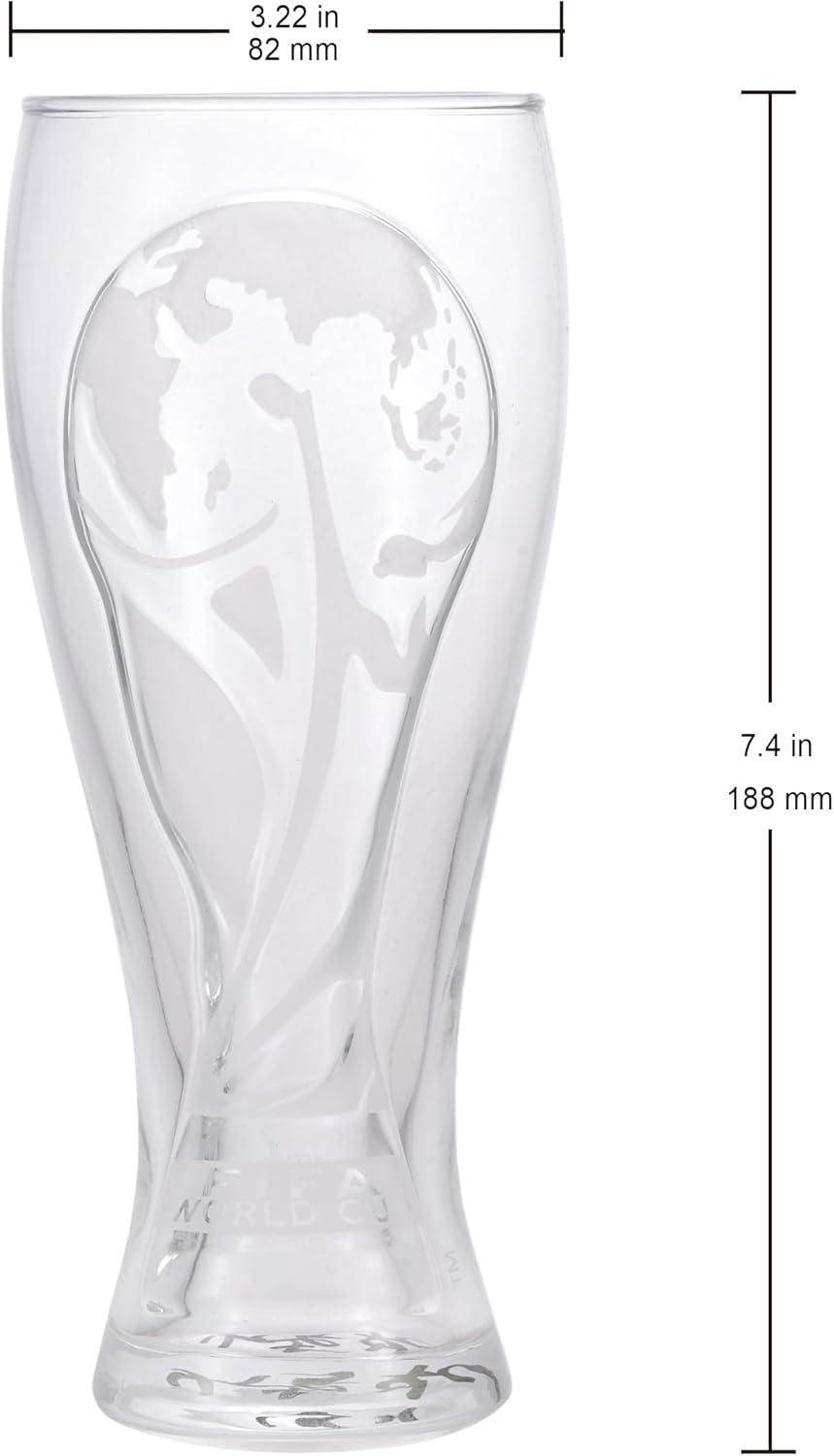 Edición oficial de la Copa Mundial de la FIFA 2026 – Vaso de cerveza Pilsner de 17 onzas y juego de regalo de abrebotellas de trofeo de 6 pulgadas – 1 de cada uno – Perfecto para fiestas, Mancaves