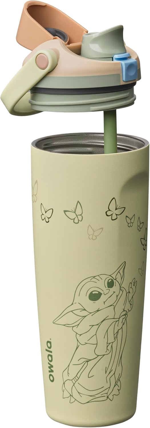 Owala Star Wars FreeSip Sway Insulated Stainless Steel Water Bottle with Two-Way Spout, Built-In Straw and Bucket Handle, Made for Travel, School, and Sports, 30oz, BPA Free, Leak Proof, GroGu