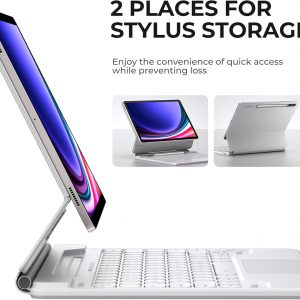 Dexnor Funda para Samsung Galaxy Tab S10+ / S9+ / S8+ / S7+ con Teclado, Soporte Magnético Cantilever Flotante de 12.4'', Trackpad Multitáctil, Soporte para S Pen - Blanco