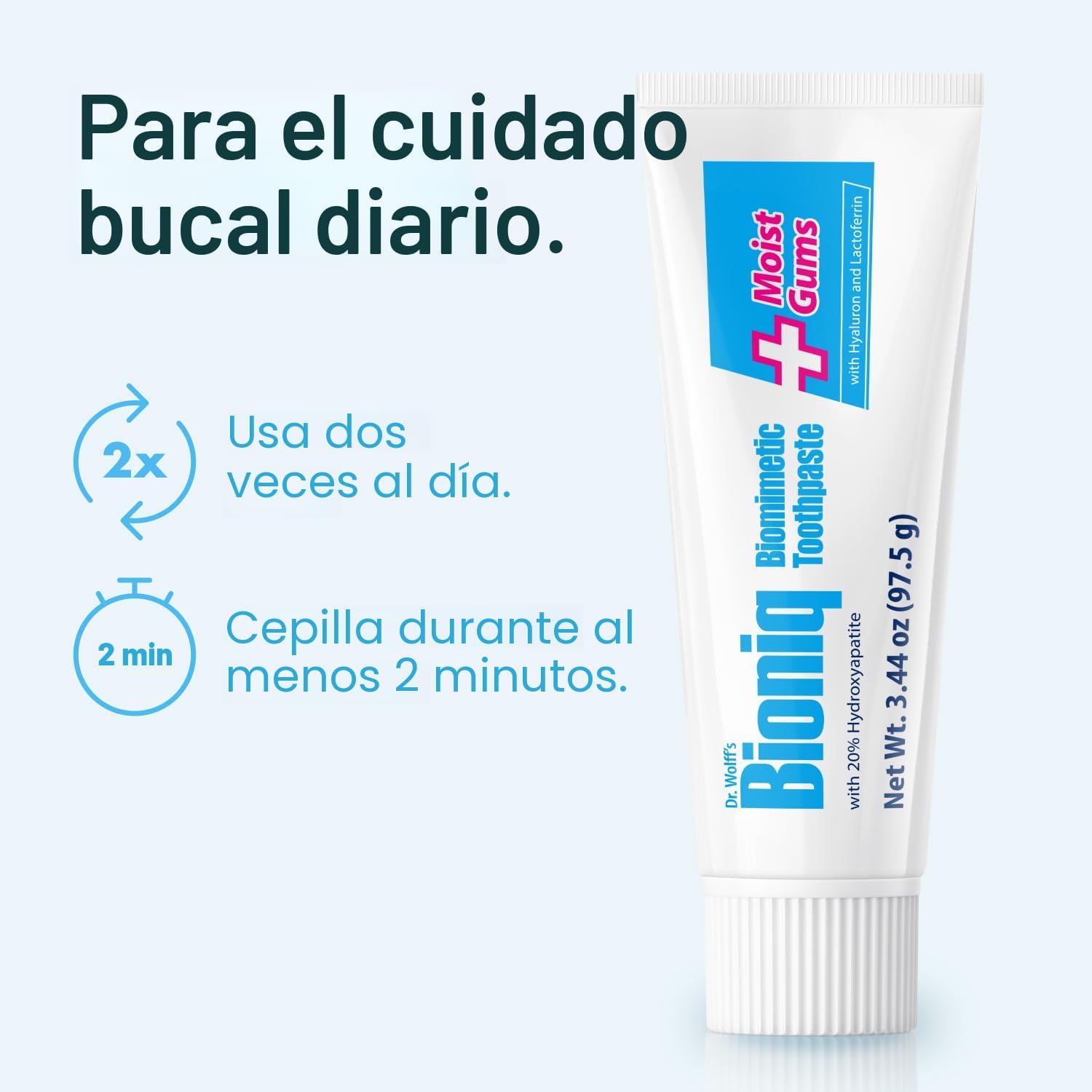Bioniq Plus+ Gum Formula - Pasta de dientes al 20% de hidroxiapatita, pasta de dientes sin bioHAP y flúor para uso diario, clínicamente probada, nuestro experto en esmalte y cuidado de las encías, 3 x 3.44 onzas