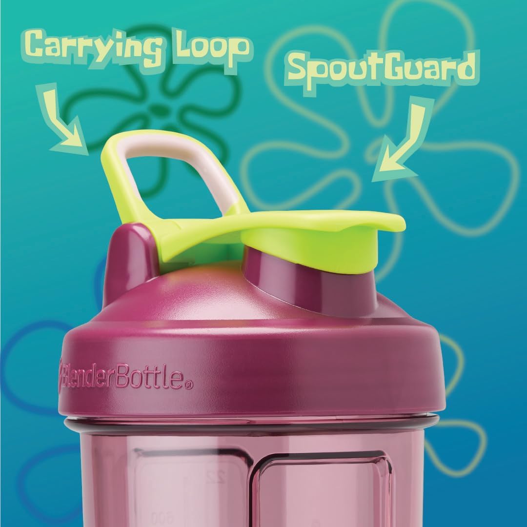 BlenderBottle - Botella agitadora Pro Series de Spongebob perfecta para batidos de proteínas y preentrenamiento, 28 onzas, color rojo, Mi nombre no es Rick