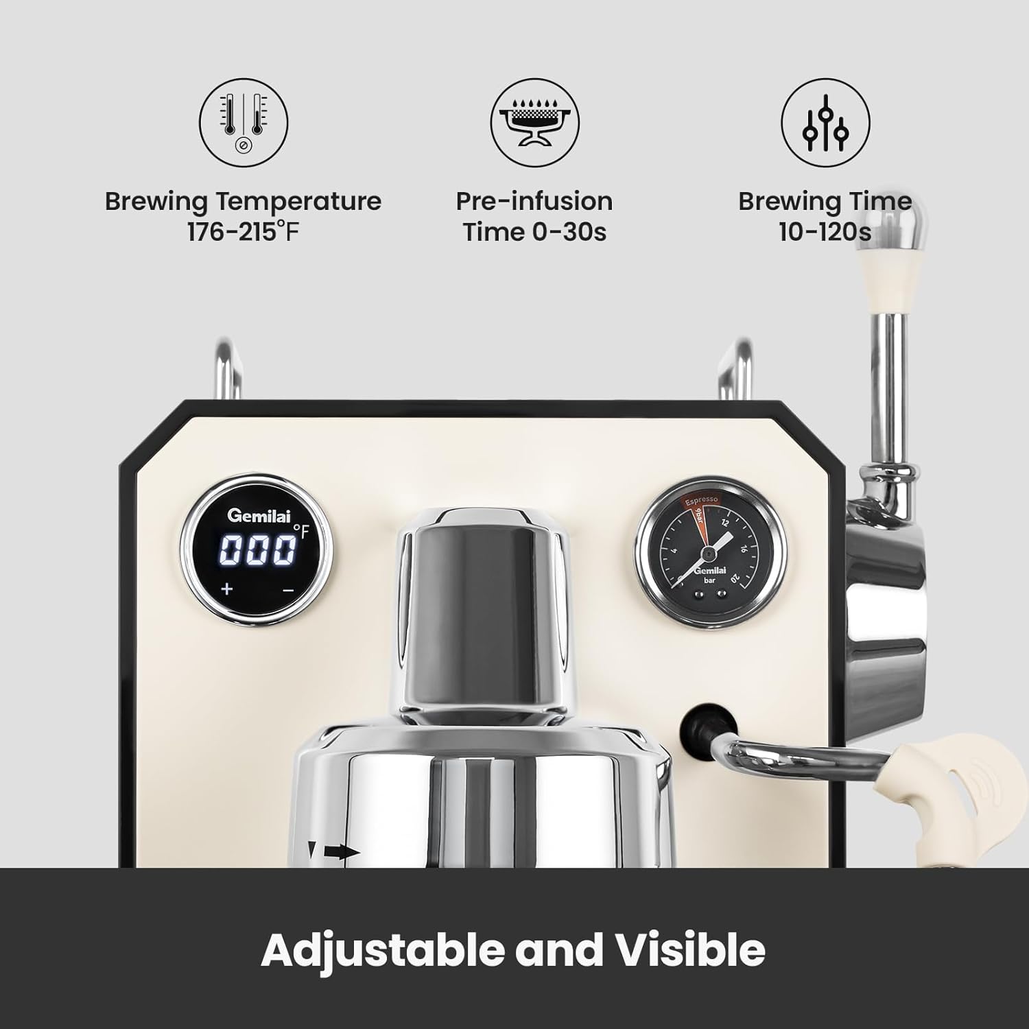 Gemilai Paquete de máquina de café expreso y molinillo de café eléctrico para capuchino, café con leche