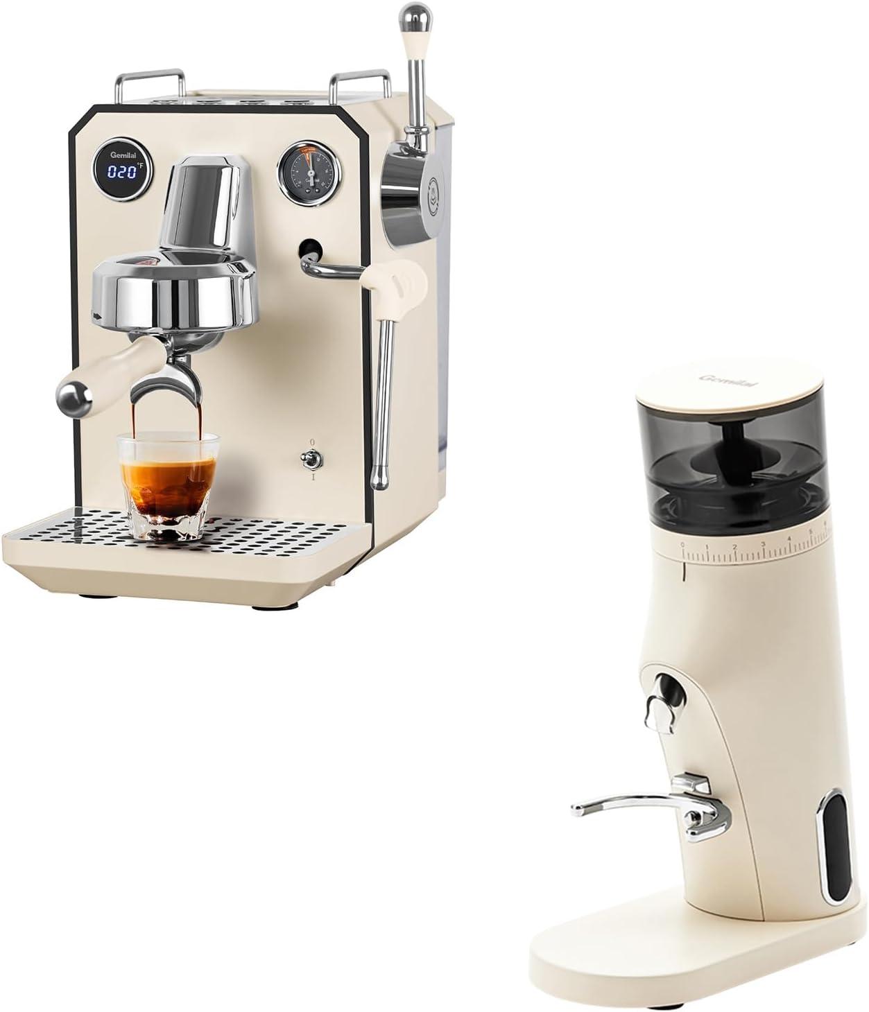 Gemilai Paquete de máquina de café expreso y molinillo de café eléctrico para capuchino, café con leche