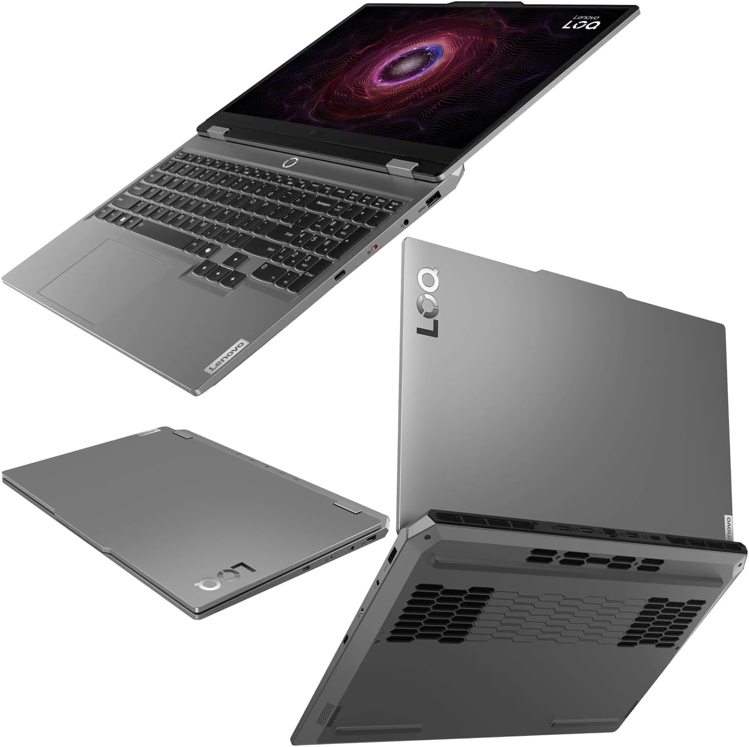 Lenovo LOQ, laptop para juegos, pantalla FHD de 15.6 pulgadas y 144 Hz, procesador AMD Ryzen 5 7235HS, GeForce RTX 4050, 16 GB DDR5, SSD de 512 GB, Wi-Fi 6, Ethernet, USB-C, HDMI, teclado