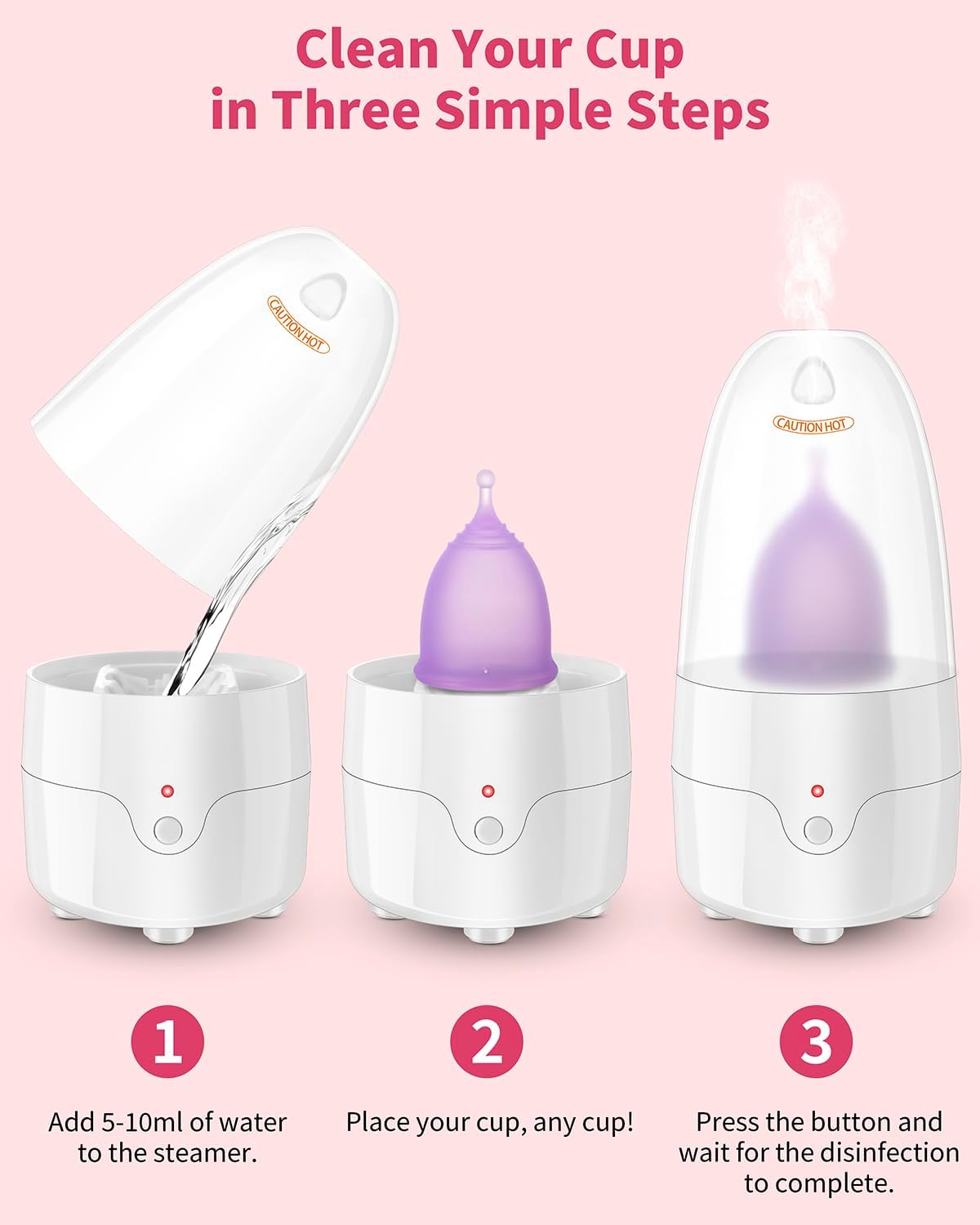 Esterilizador de vasos menstruales con 2 copas menstruales reutilizables, kit de lavado limpiador de tazas de período