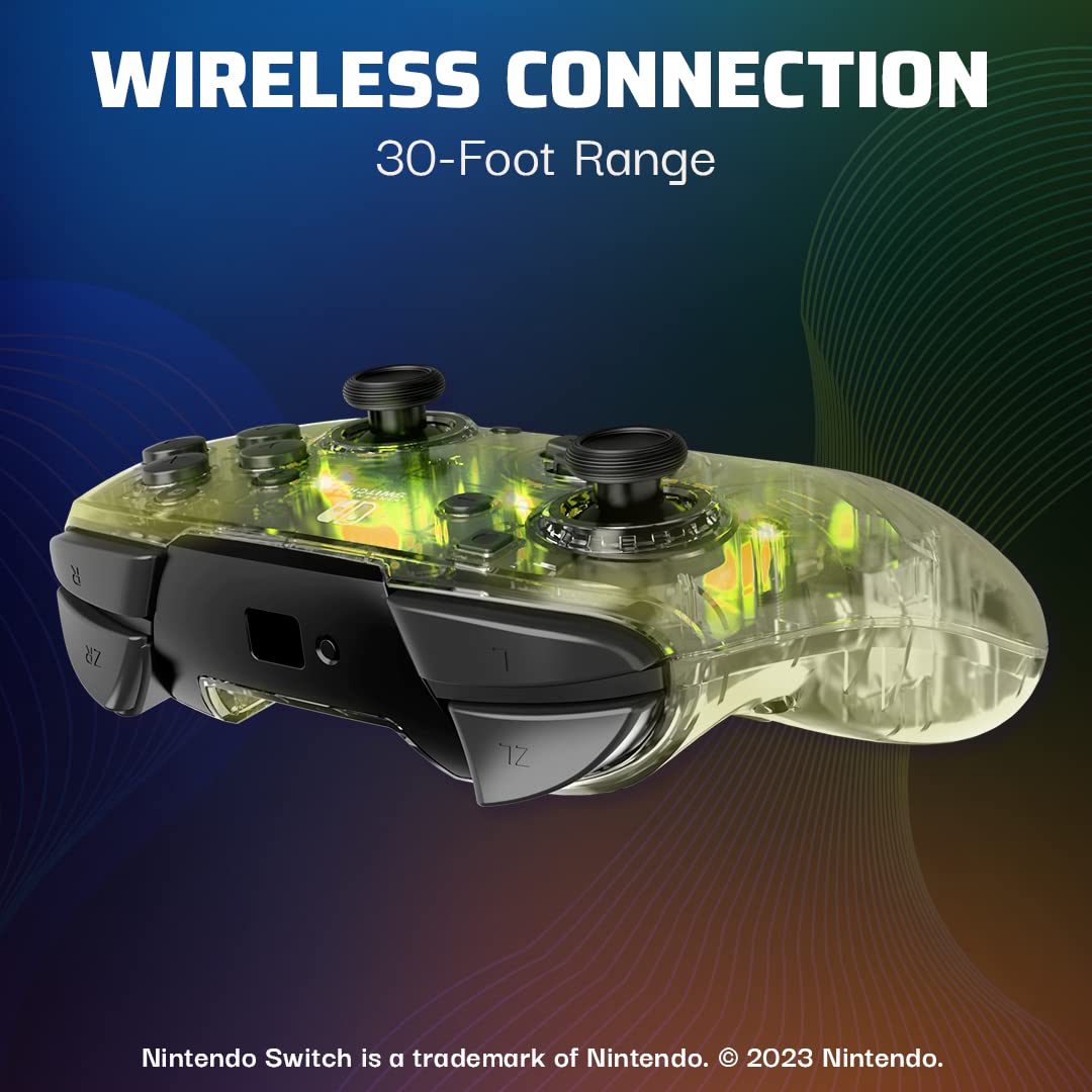 Afterglow Wireless RGB Controller - Nintendo Switch/Switch Lite/Switch - OLED Model, Nintendo Switch 2, Prismatic LED Lighting, Full Motion Control Gamepad, Customizable Paddle Buttons, Rechargeable
