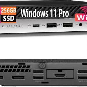 HP EliteDesk 800 G4 Mini Desktop PC, Core i5-8500T, 8 GB RAM, 256 GB SSD, USB BT, USB WiFi, Windows 11 Pro (Renewed)