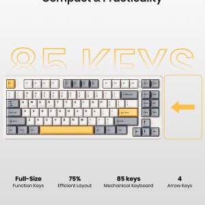 Kisnt Teclado mecánico inalámbrico, con junta montada con sonido cremoso, Bluetooth/2.4GHz/USB-C, intercambiable en caliente personalizado, retroiluminación RGB, diseño compacto del 75% para juegos