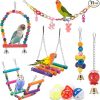 Hamaca colgante de pie para masticar, escalera, jaula de juguetes coloridos adecuados para periquitos, periquitos, conure, cacatúas, mynah, pájaros del amor, pinzones