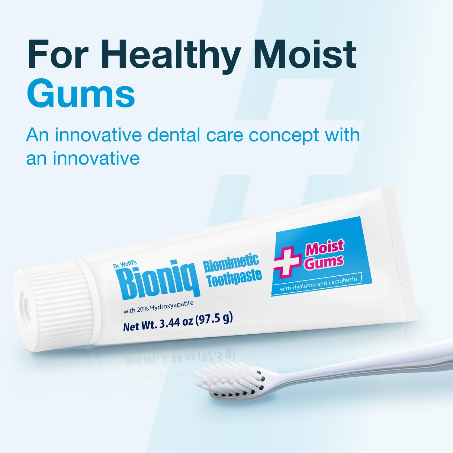 Bioniq Plus+ Gum Formula - Pasta de dientes al 20% de hidroxiapatita, pasta de dientes sin bioHAP y flúor para uso diario, clínicamente probada, nuestro experto en esmalte y cuidado de las encías, 3 x 3.44 onzas