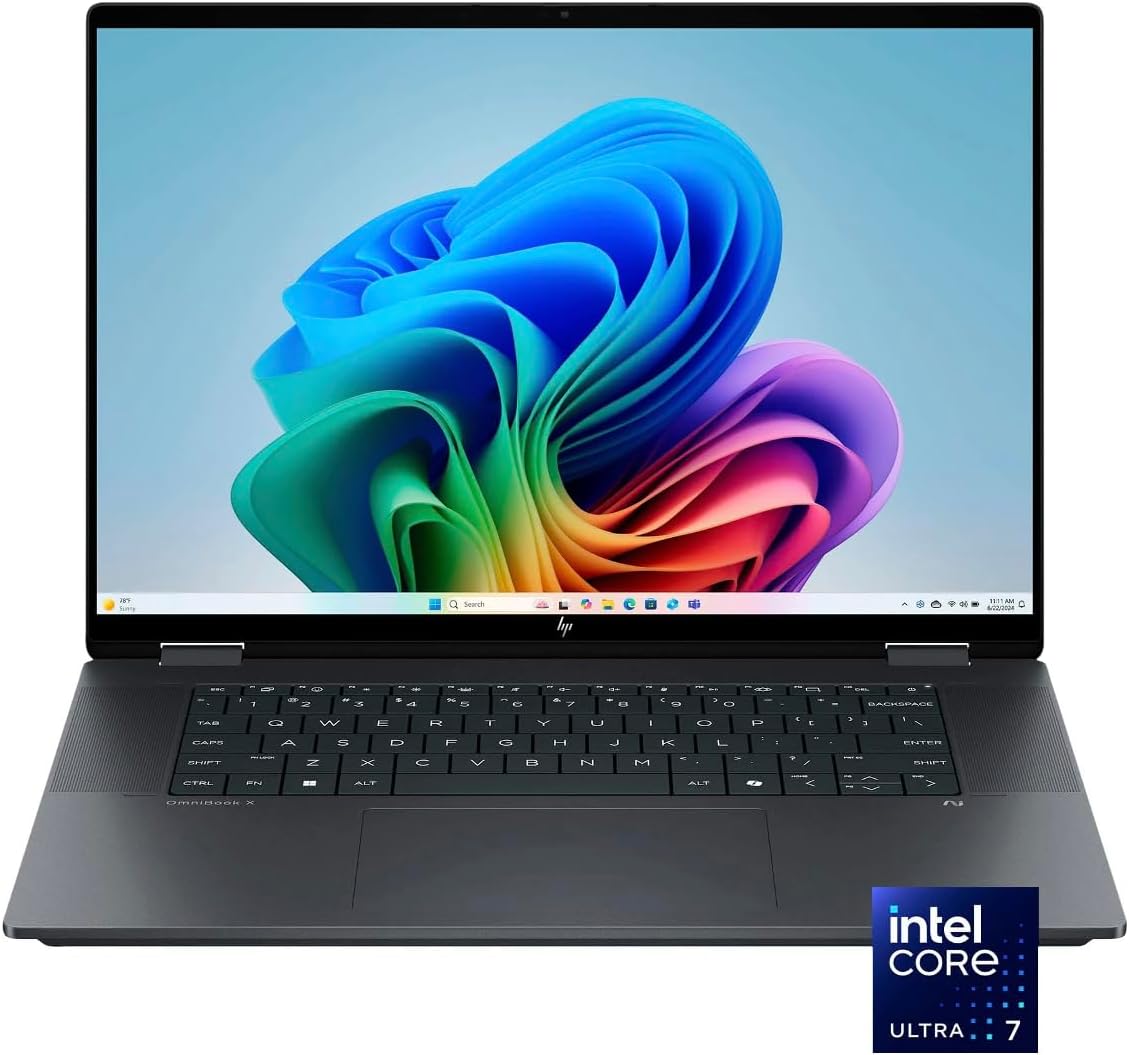 HP OmniBook X Flip AI Powered 2-in-1 Copilot+ Laptop (NextGen Envy x360) 16.0" Touch IPS WUXGA (Intel Ultra 7-258V, 32GB LPDDR5X, 2TB SSD, Backlit KB, Thunderbolt 4, Win11P) w/DKZ USB Port Expander