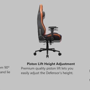 Cougar Defensor Silla ergonómica de oficina/juegos, altura e inclinación ajustables, reclinación de 155º, reposabrazos plegables 4D, tapicería duradera de piel sintética Hyper-Dura, capacidad de 264.6